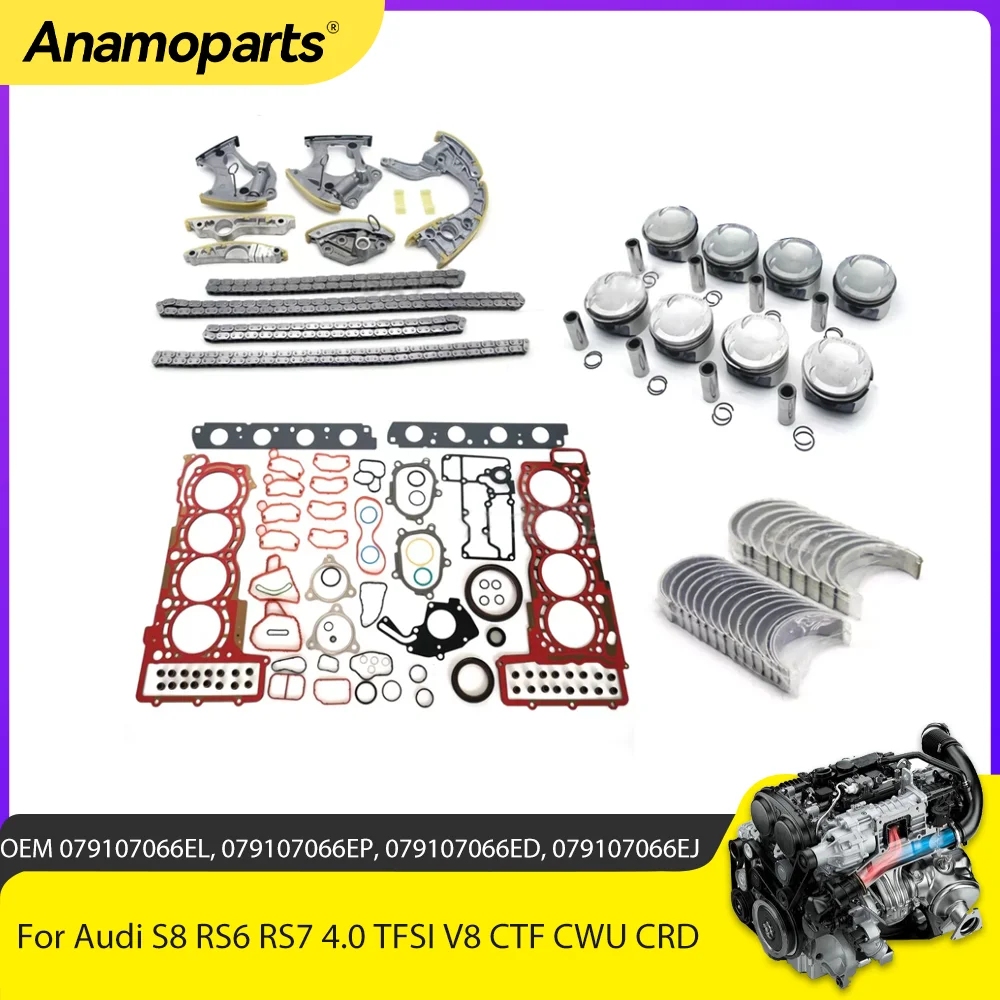 

Engine Rebuilding Repair Kit Fit 4.0 T GAS V8 For Audi S8 RS6 RS7 4.0 TFSI V8 CTF CWU CRD 079107066EL 079107066EP