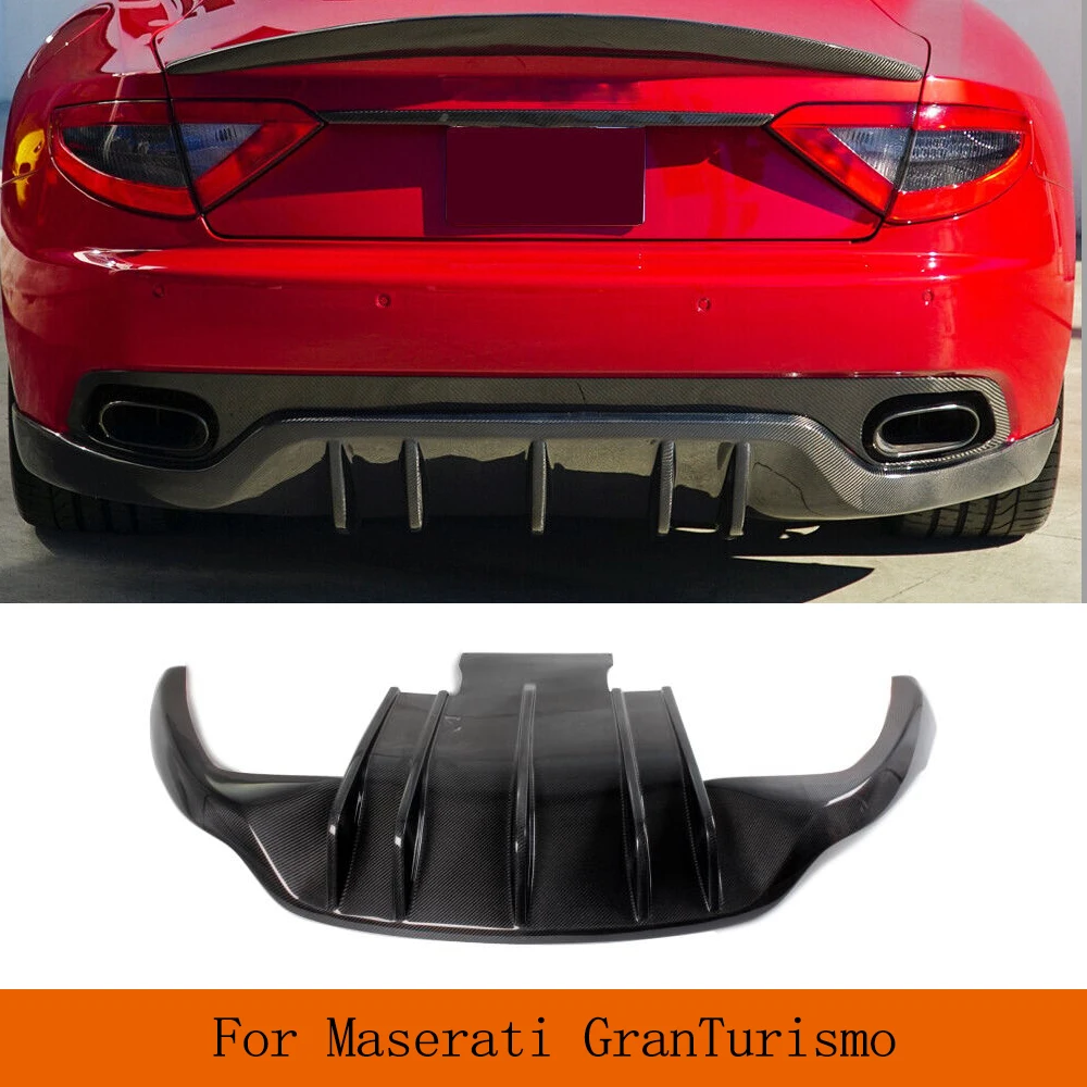 Car Rear Bumper Diffuser Lip Spoiler For Maserati GranTurismo 2Door 2006-2014 FRP / Carbon Fiber Black Rear Lip Exhaust Diffuser