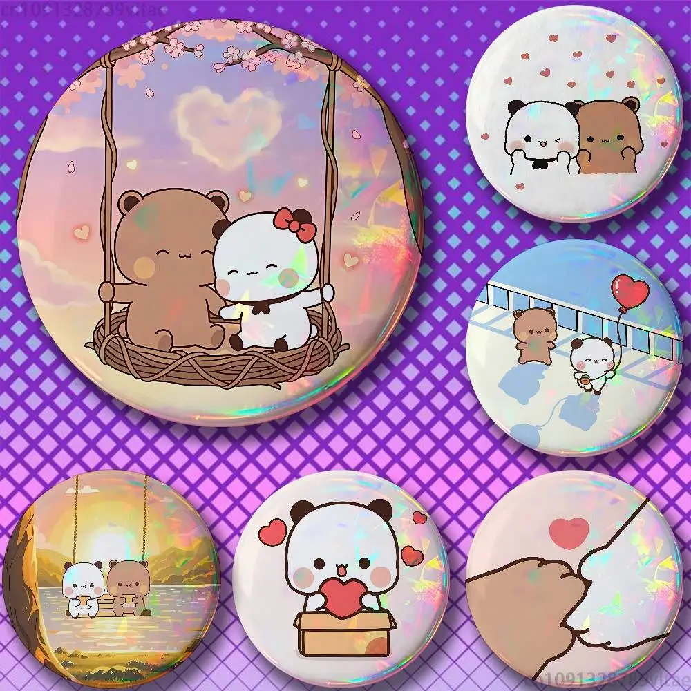 Cartoon Cute BuBu DuDu 58mm Badge Brooches on Backpack Clothes Handmade Round Enamel Pins for Jewelry