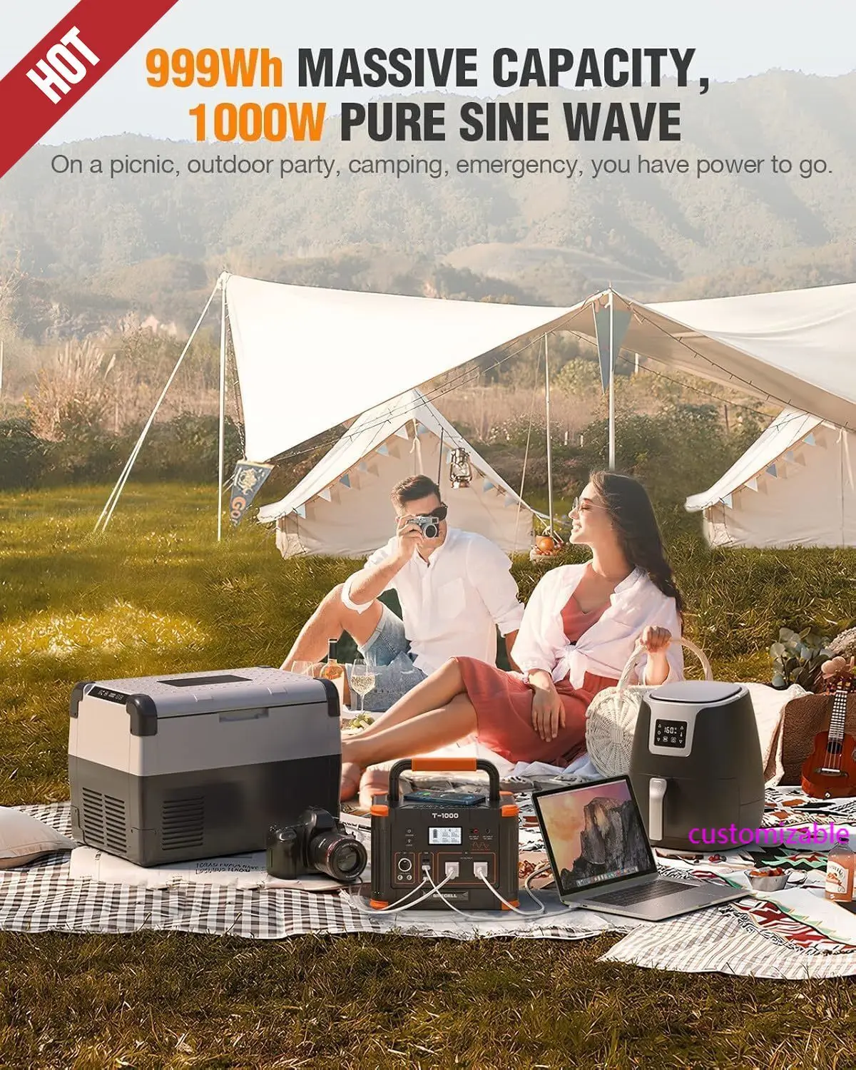 

999Wh Solar Generator 1000W with Solar Panel 200W, 1000W Solar Generator with Panels Included, 60W USB-C PD Output