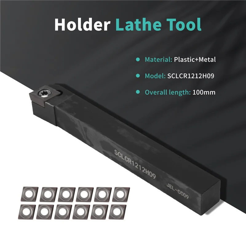 YANA50I SCLCR1212H09 Holder Lathe Tool Cutter With 10Pcs CCMT09T304-PM Blades Insert CNC 100Mm