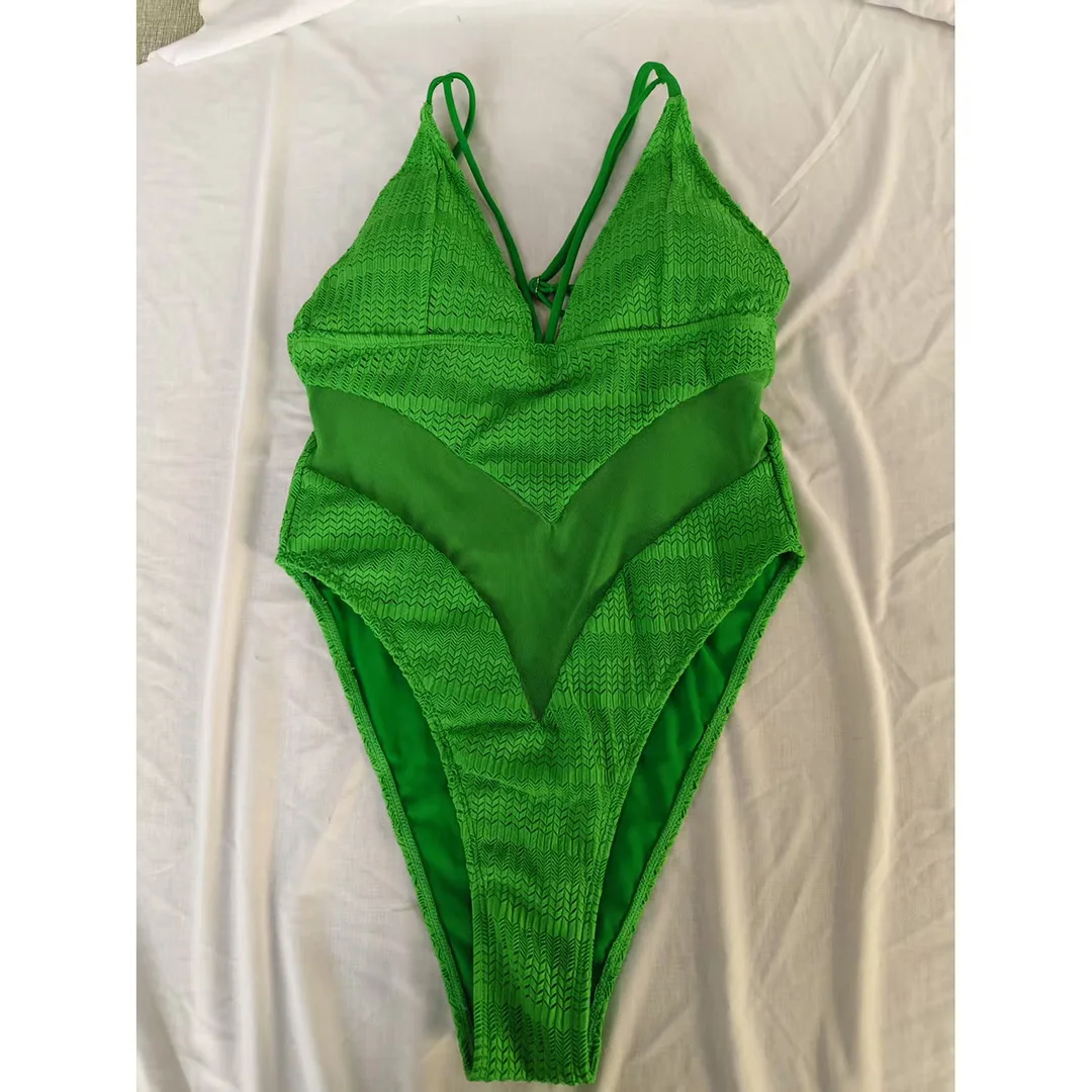 S - XXL, 5 Farben, V-Ausschnitt, transparentes Netzmaterial, Damen-Badeanzug, einteiliger Badeanzug, Damen-Badebekleidung mit hohem Beinausschnitt, Monokini, Badeanzug, Badebekleidung, Modell V6168. – Detail 36