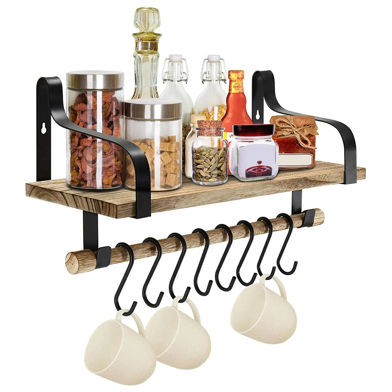 Heavy Duty Wall Floating Wood Shelves Holder Rack Storage Hanger Organizer Shelf Hanging Decor for Accessories