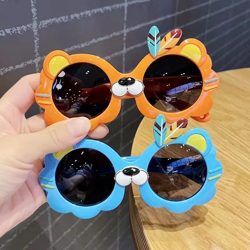 HOT SALE 2023 New Summer Children's Sunglasses Boys And Girls Cartoon Cute Tiger Anti-UV Children Outdoor Sunscreen Sunglasses