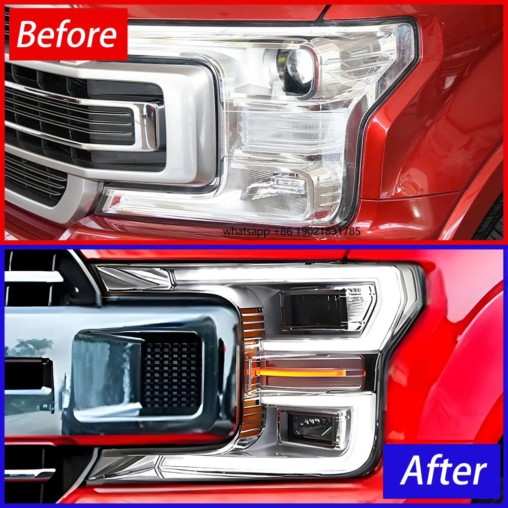 KGKB LED Headlights Assembly for  Raptor F150 2018-2019 New Style High Quality Dynamic Startup Effect Projector Lens