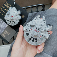 3D Cartoon Star Space War Ship Design Earphone Case with Hook for Airpods Pro Millennium Falcon PVC Cover for Airpods 1/2