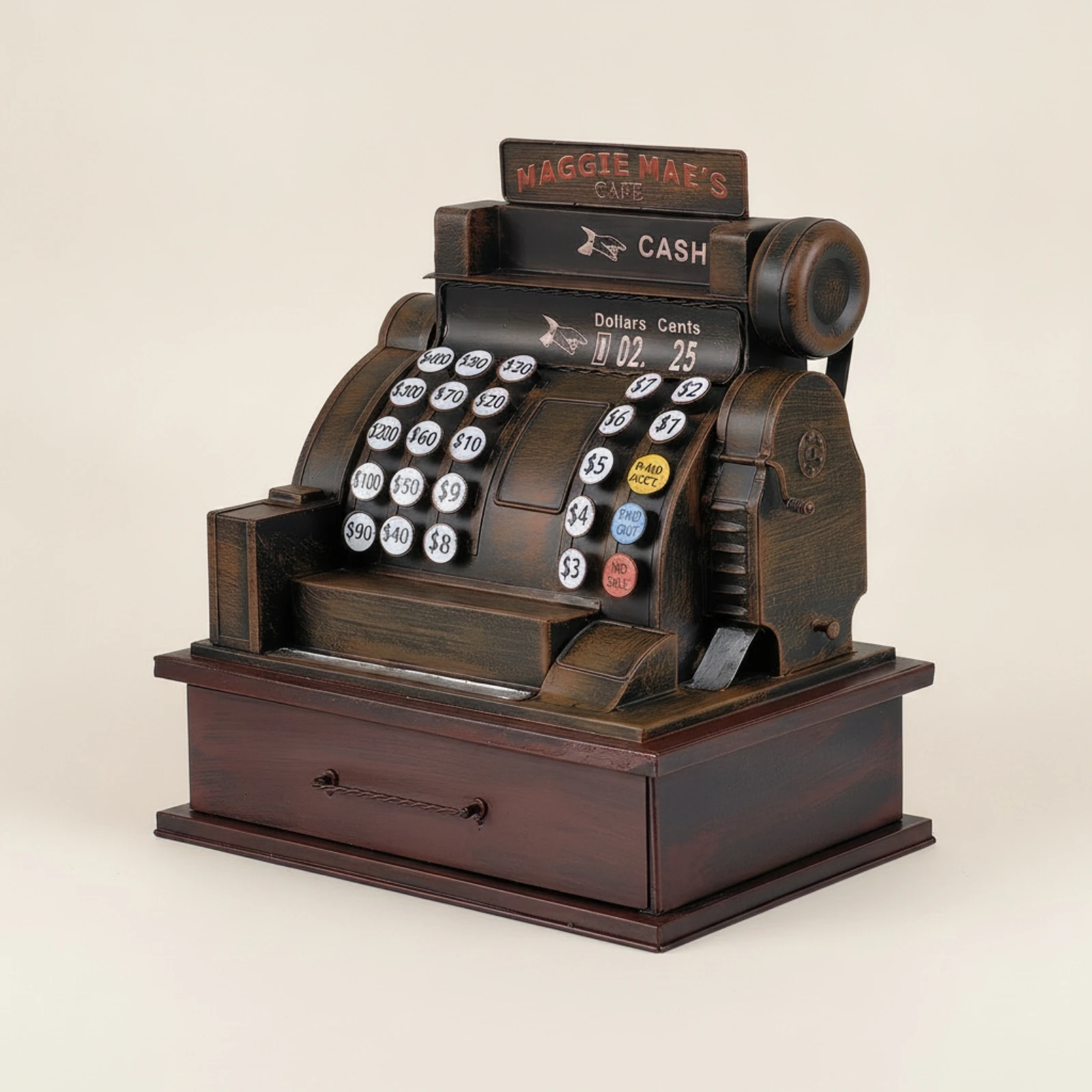 Storage Ornament with Drawer Decorative Cash Register Model Decor Rustic for Cafe, Restaurant