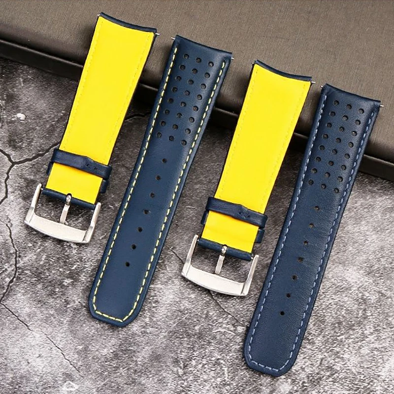 22mm 23mm Cowhide Strap for Citizen Blue Angel AT8020-54L JY8078 AT8020-03L 54L Curved End  Leather Men Bracelet Watchband