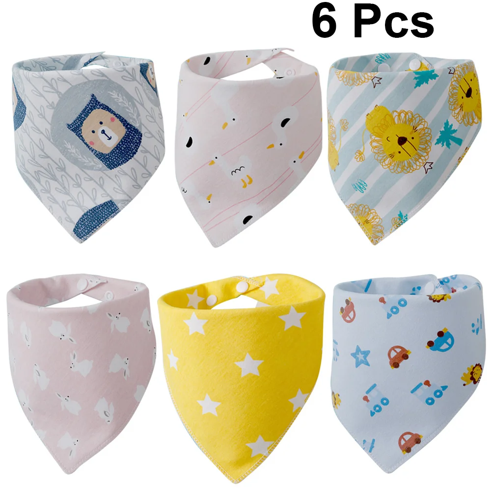 

6 шт., детские слюнявчики, хлопковые нагрудники с мультяшным дизайном, мягкие удобные детские полотенца со слюной, нагрудник для еды, детский обеденный нагрудник, хлопковые нагрудники