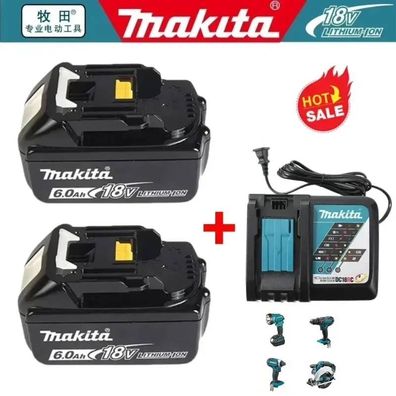 

DHL Ship With Charger BL1860 Rechargeable Battery 18V 6.0Ah Lithium Ion for Makita 18v Battery 6Ah BL1850 BL1880 BL1860B LXT400