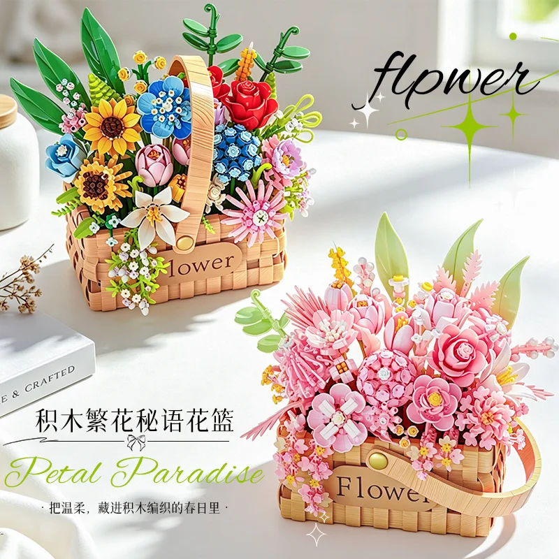

1006PCS Or 1066PCS Blossom Tale Preserved Flowers Model Building Blocks Construction Bricks Toy The Perfect Gift For Madam