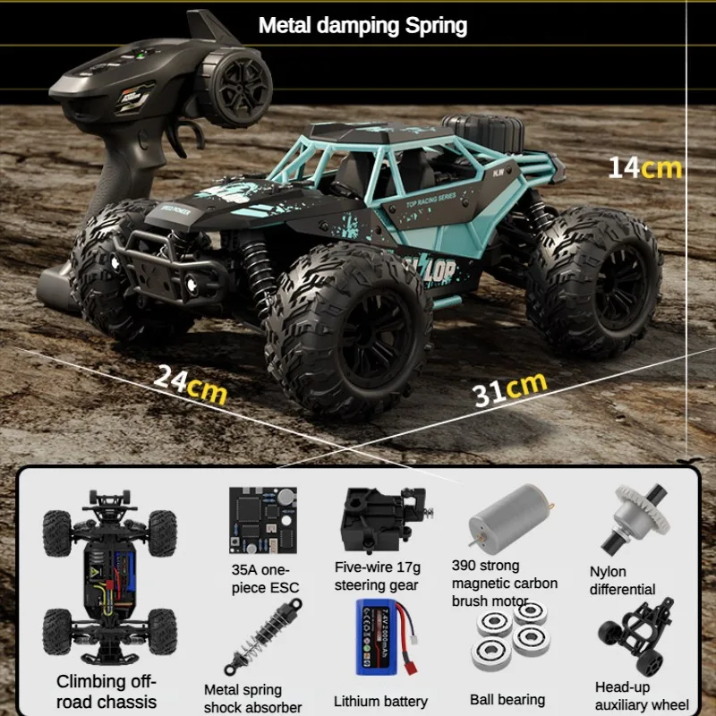 

2.4G 1/16 Remote Control Car 4WD High Speed Off Road Racing Drift Alloy Racing Boy Children's Toy Bigfoot RC Car