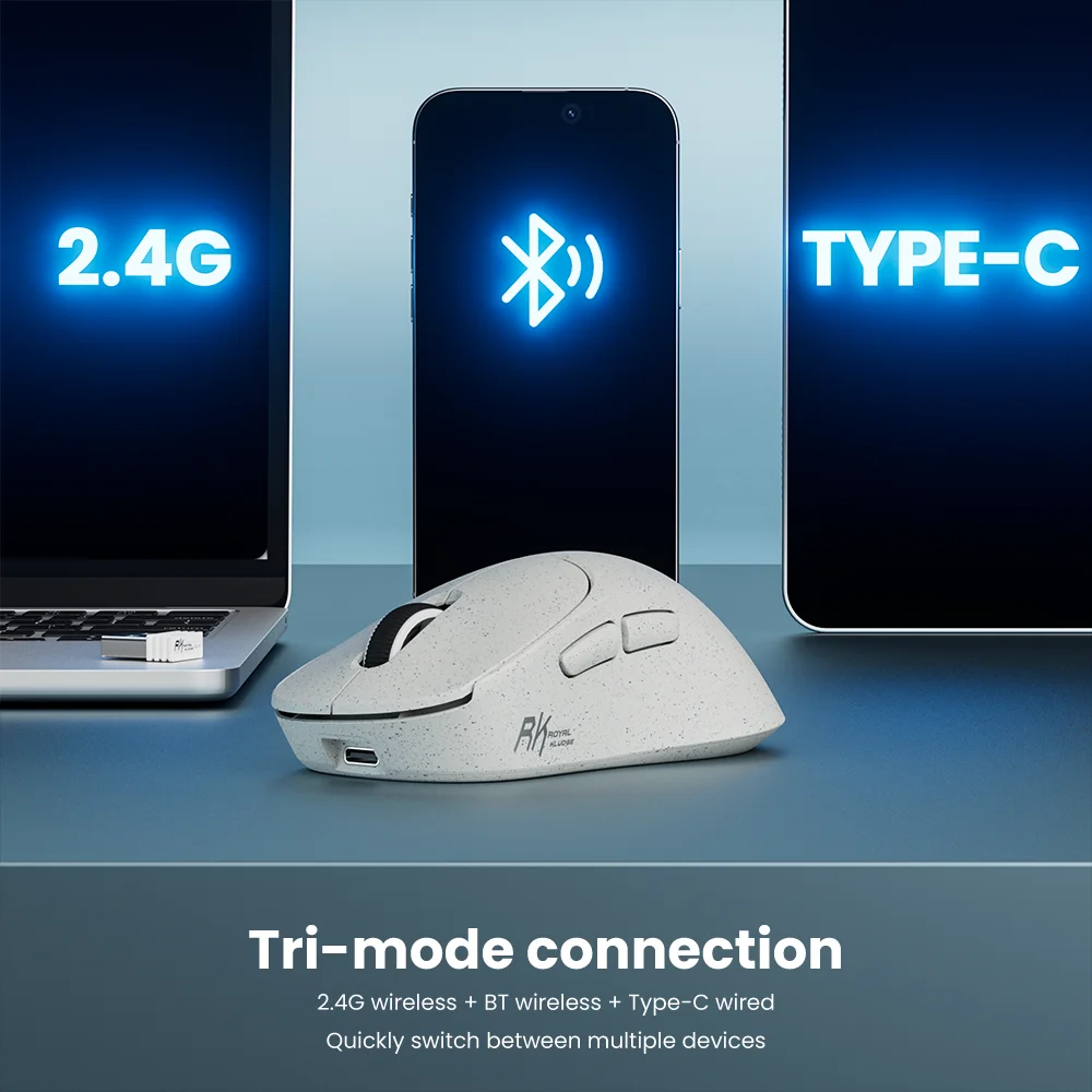 RK ROYAL KLUDGE MG5 PAW3950 Gaming Mouse 12000DPI 54G Lightweight 8kHz 650mAh Tri-mode Bluetooth Wireless Mouse with Six Levels