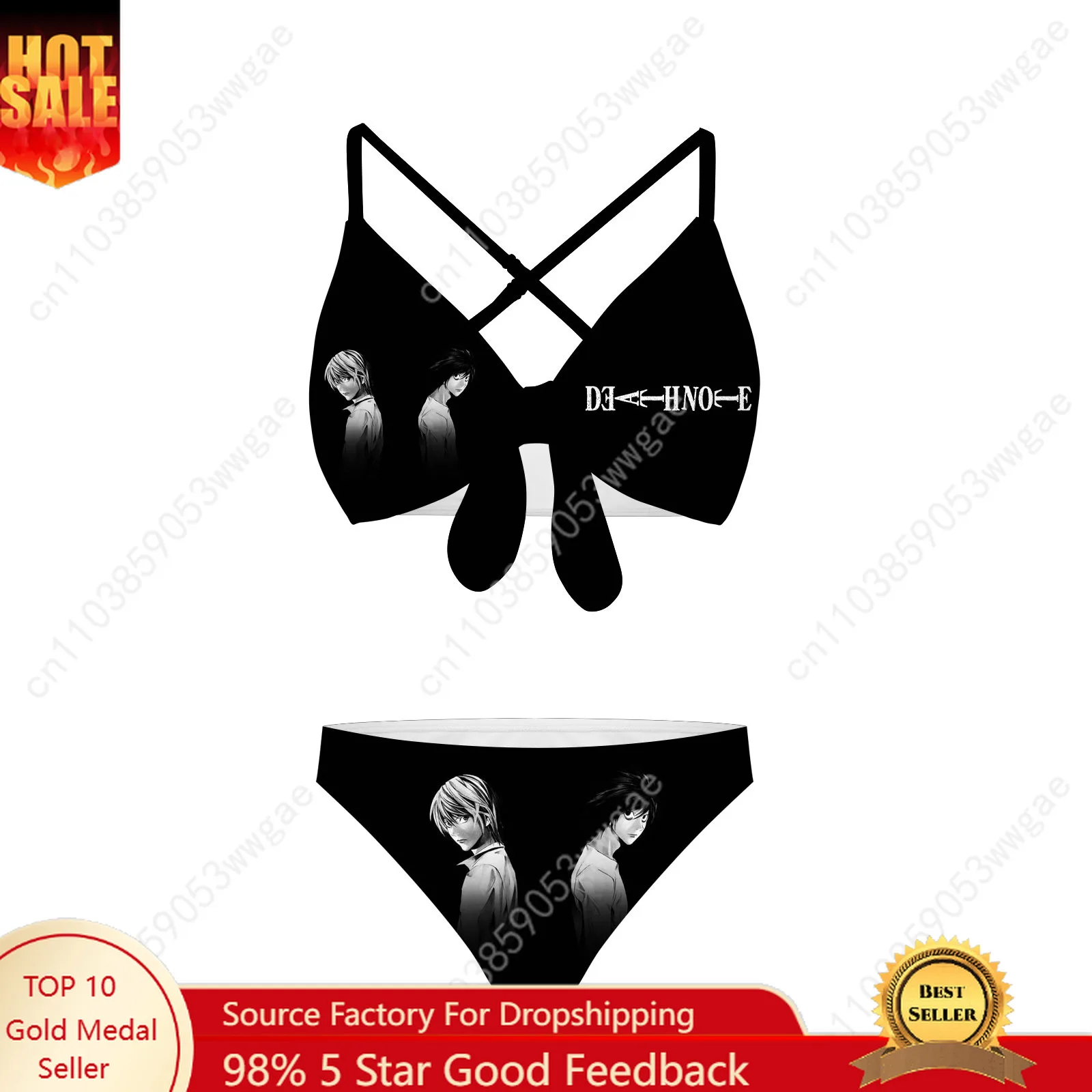 Death Note Bathing Suit Cross Strap Suspender Swimsuit Womens Personalized Bikini Pool Party Beach Swimwear Customized Beachwear