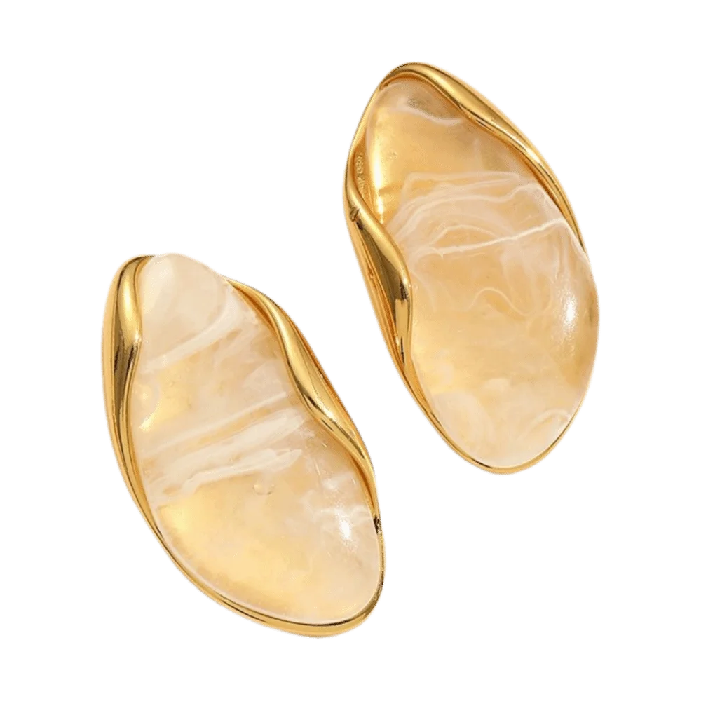 Stainless Steel Resin Amber Earrings Translucent Hypoallergenic Acrylic Teardrop Earrings Lightweight Drop Hoops Translucent