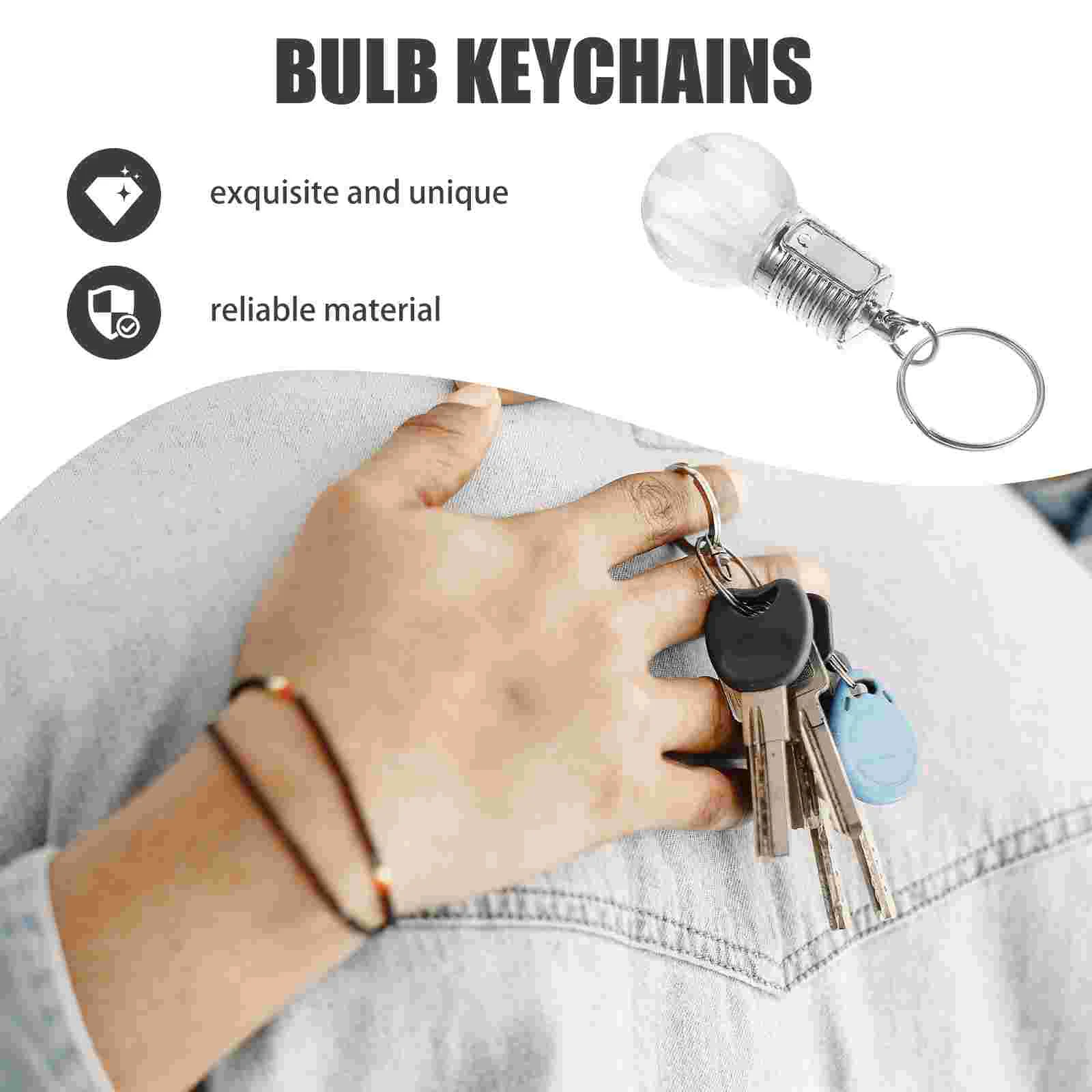 Imagem -02 - Colorido Mudando Led Luz Keychain Clara Lâmpada Tocha Chaveiro Bulbo Chaveiro Bulbo 10 Pcs