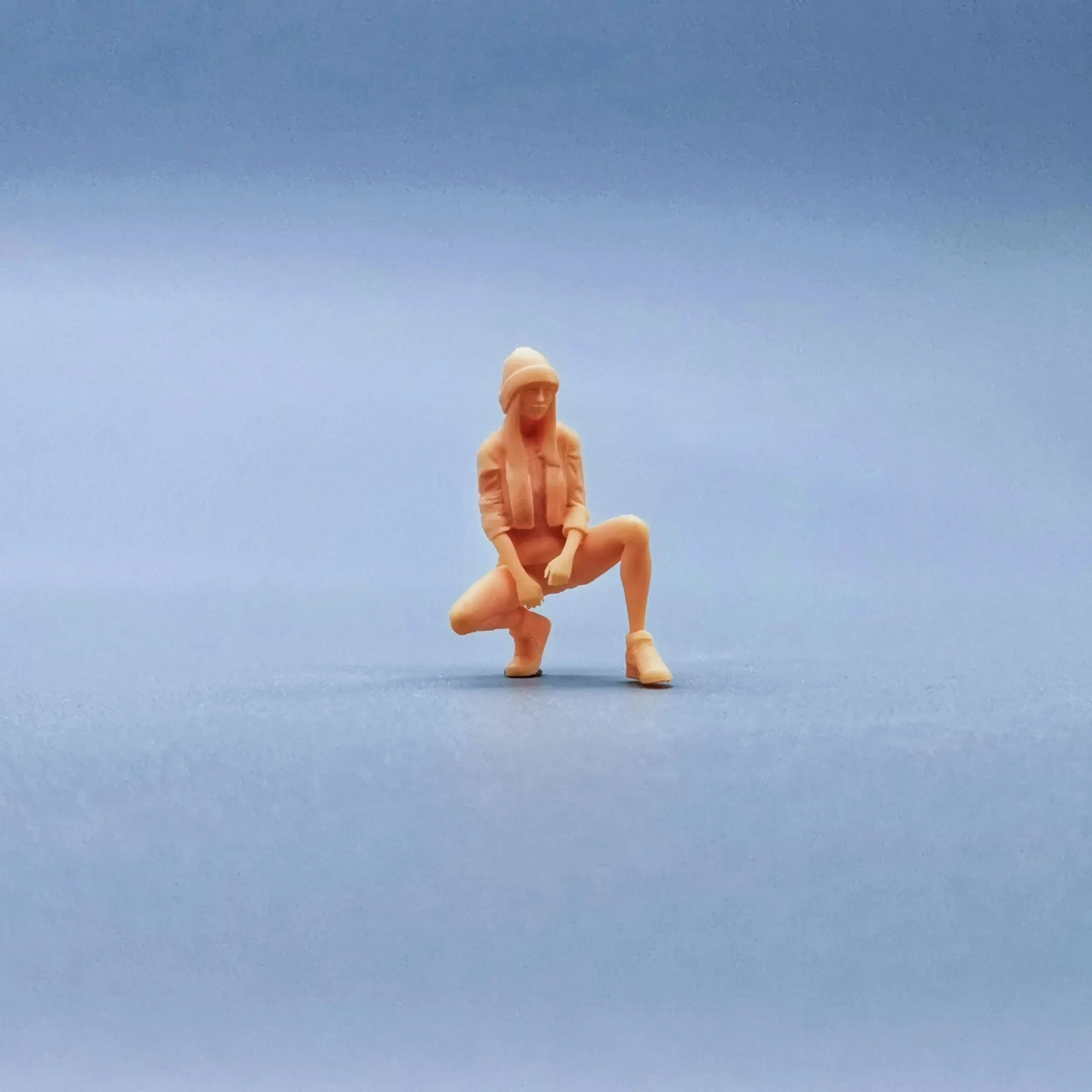1/64 Figuren Maßstab Modell Harz Hockende Hut Weben Mädchen Ungefärbte Miniaturen Diorama Handbemalt W210