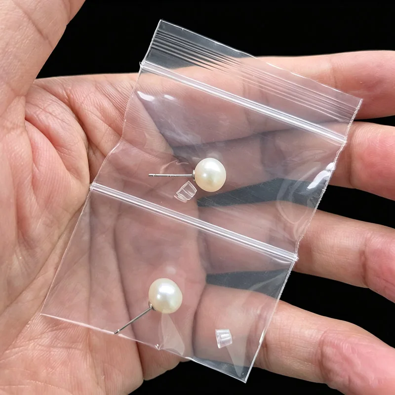 1000Pcs Transparent Double Pocket Zipper Bags Home Travel For Pearls Jewels Ring Packaging Decoration Accessory Storage Pouch