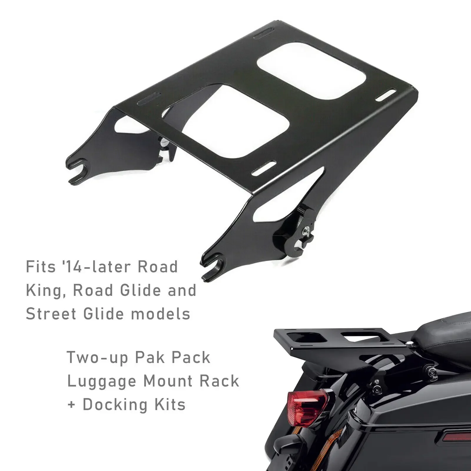 Motorcycle Detachable 2 Up Pak Pack Luggage Rack Tour Pak Rack for Harley Davidson Touring Street  Road Glide Road King 2014-24