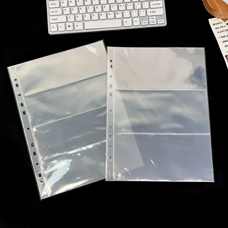 A4 Transparent Album Protector 2/3/4/7 Holes Ring Loose-leaf Binder Small Card Storage 10pcs Album Inside Replacement Protector
