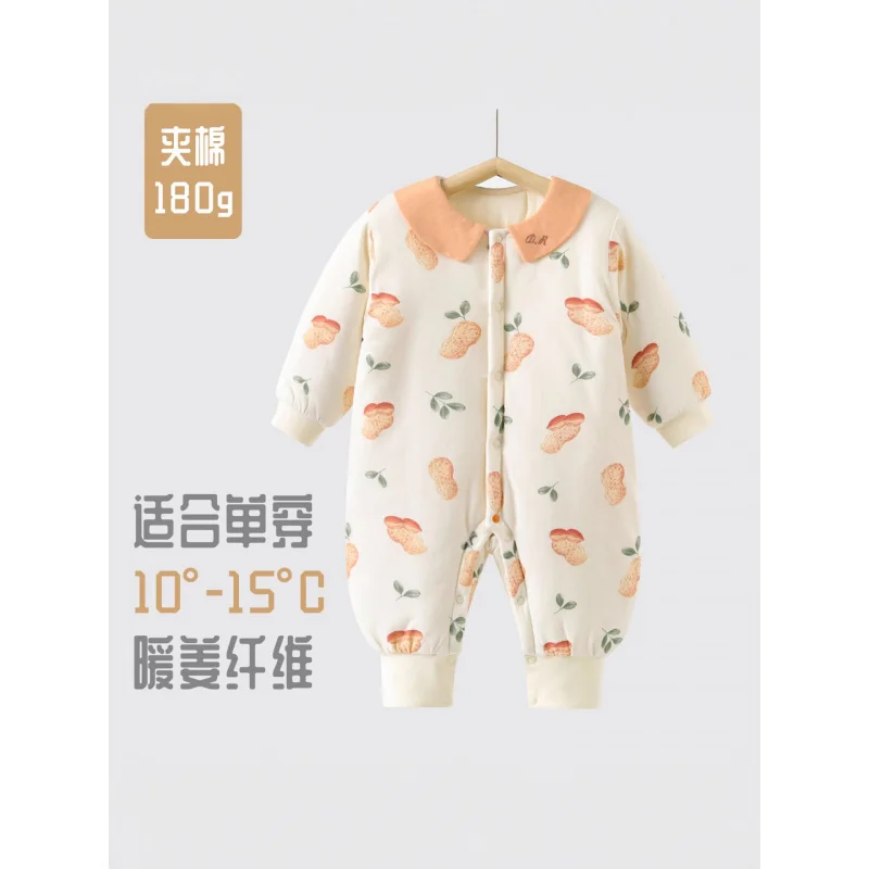 

Теплый рыжий детский комбинезон 180 г, стеганый комбинезон, бесшовная термоодежда для новорожденных, одежда для малышей, осенне-зимний комбинезон