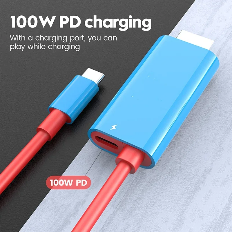 كابل تحويل USB محمول بطول 2 متر 4 كيلو 30 هرتز إلى HDMI لوضع إرساء التلفزيون على سطح نينتندو سويتش Steam Deck