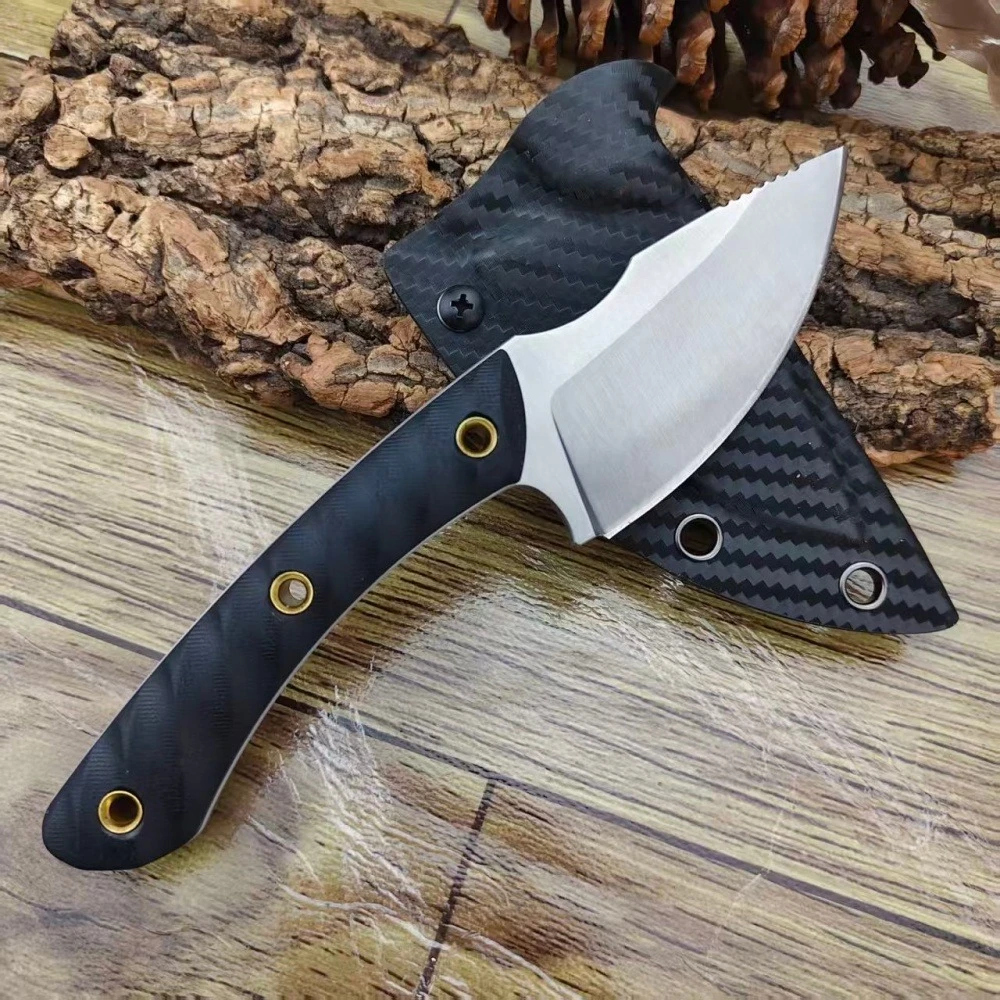 edc-g10ハンドル-アウトドア用カッティングキャンプ釣り用ストレートナイフ-人間工学に基づいたデザイン-多目的携帯ポケットナイフ-kシース付き