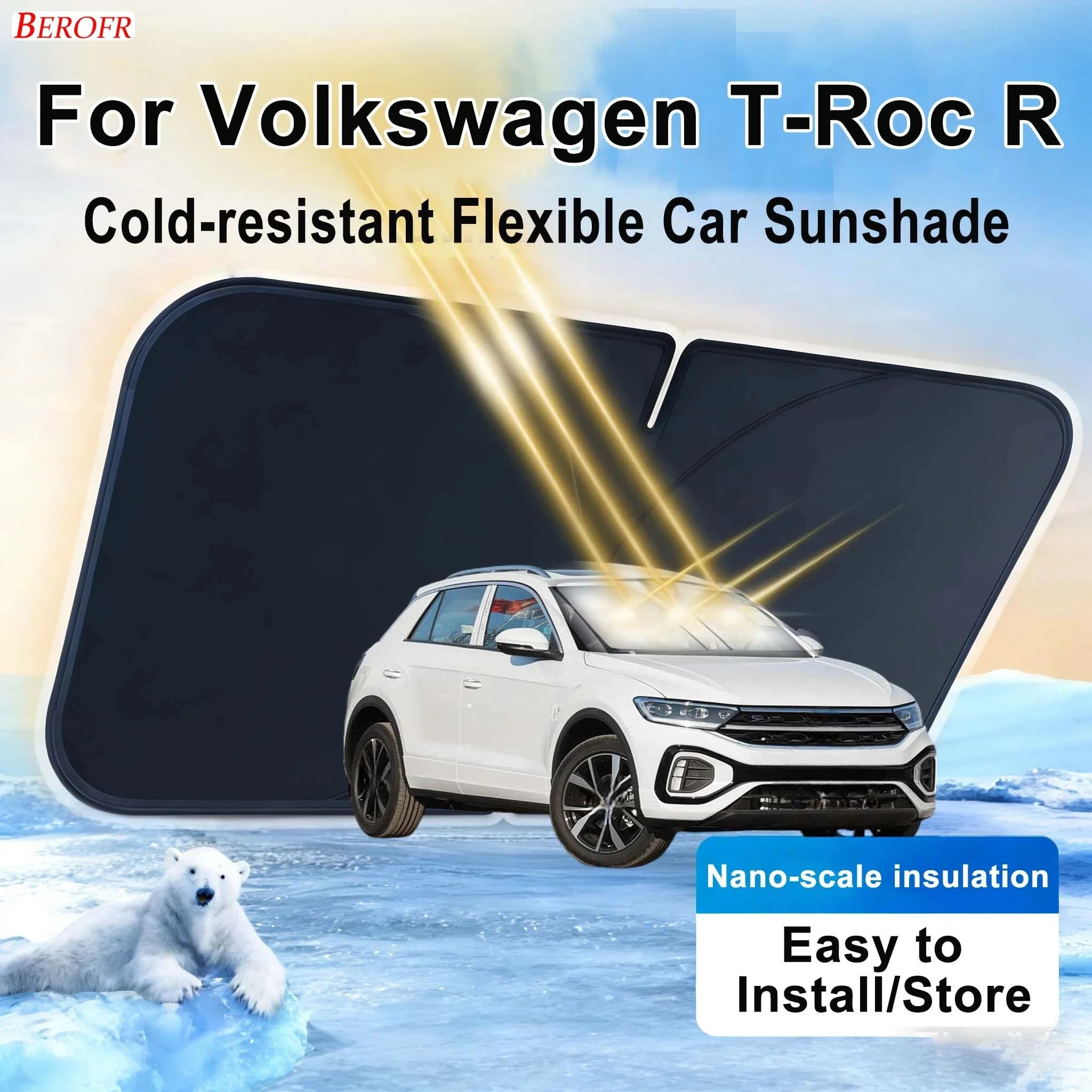 For Volkswagen T-Roc R 2022-2026 Car Windshield Sunshade Cover Front Window Sun Shade Heat Insulation Summer Auto Accessories