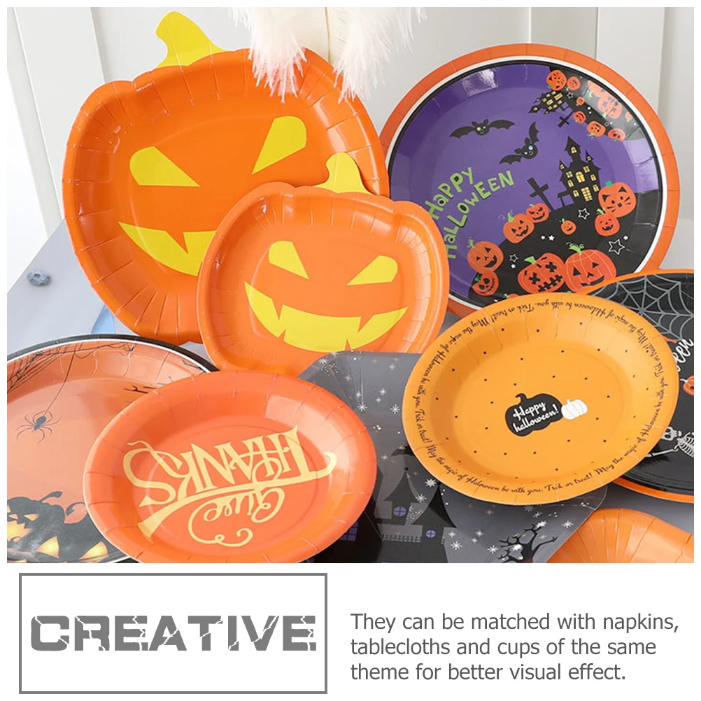 

20pcs Lovely Pumpkin Shaped Halloween Party Paper Plates Disposable Pumpkin Plate Multi-Function Dessert Food Plate Fine