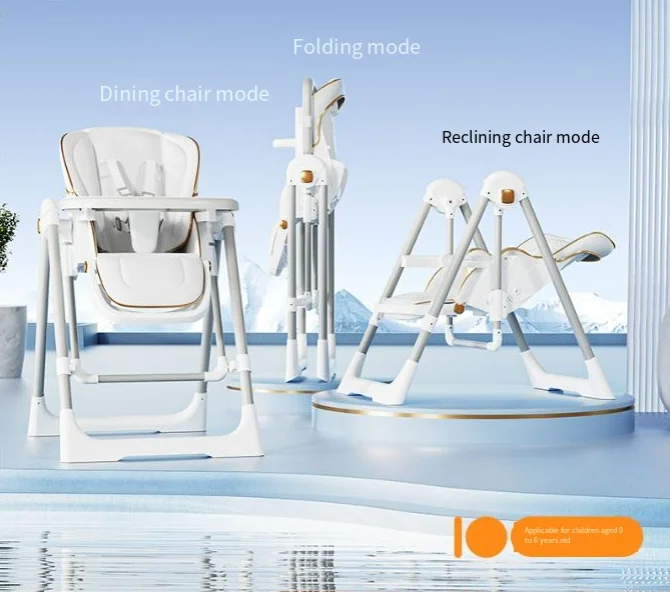 Cadeira de bebê sentada e deitada que pode ser dobrada em uma cadeira de balanço dois em um para jantar