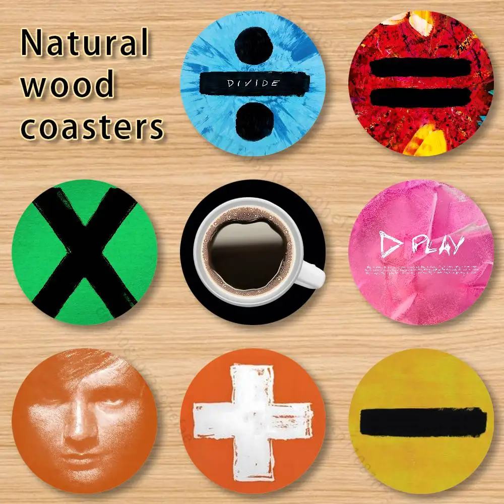 

Albums Ed S-Sheeran Style Vintage 4in Wooden Coasters Coffee Tea Cups Home Decor Christmas New Year Party Gift