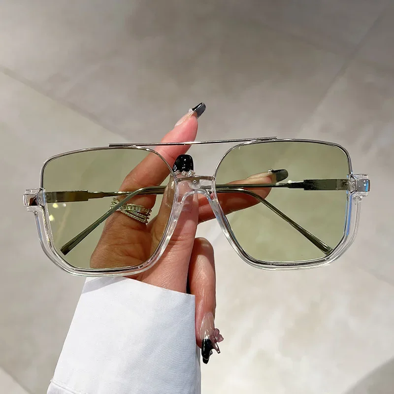 GM LUMIAS Retro Quadratische Sonnenbrille Männer Frauen 2023 Mode Übergroße Doppel Brücke Shades Brillen Marke Design UV400 Sonnenbrille