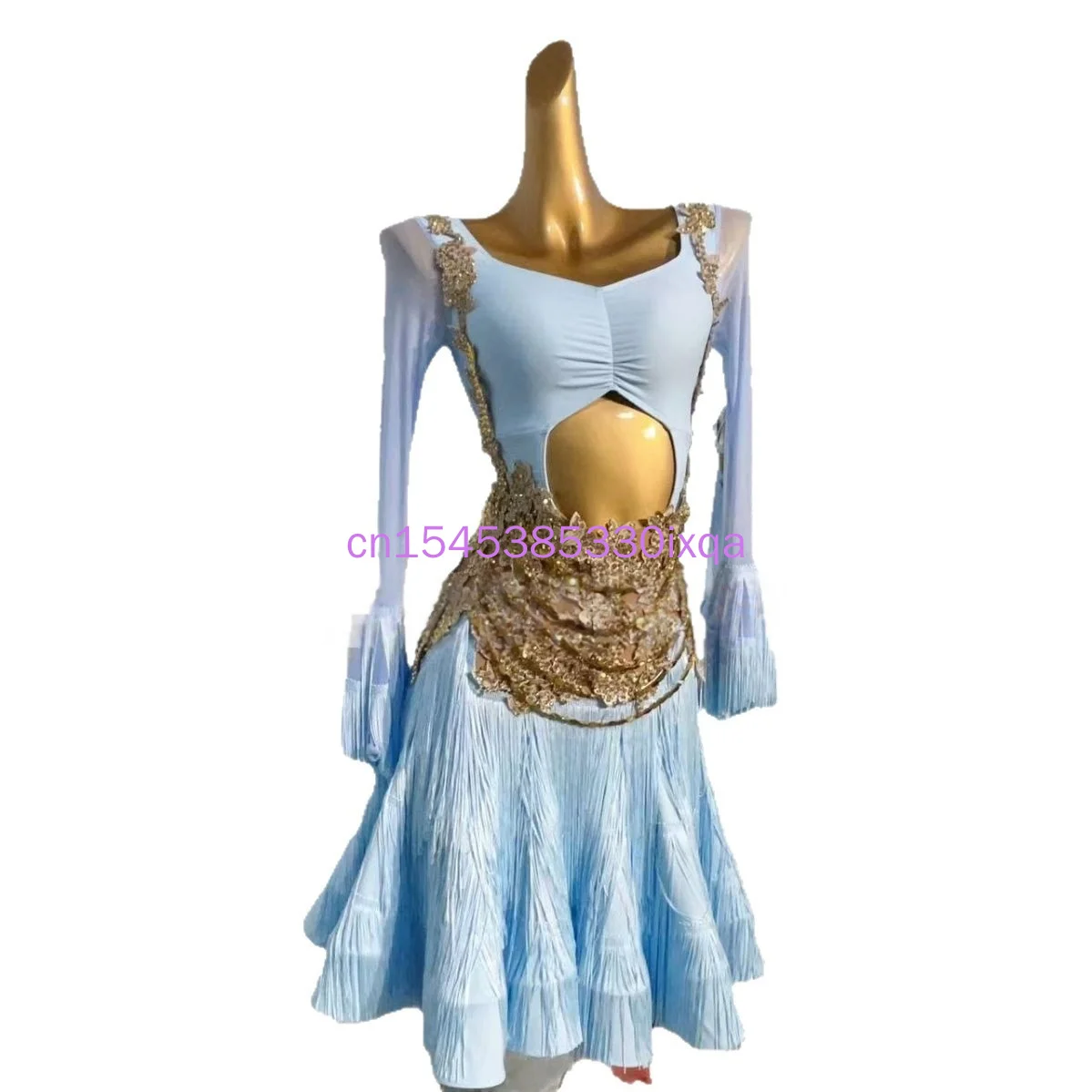 تنورة خصر مفتوحة مخصصة لأداء المسرح الأنثوي، ملابس احترافية، تنورة راقية، رقص لاتيني، تشا تانجو #4