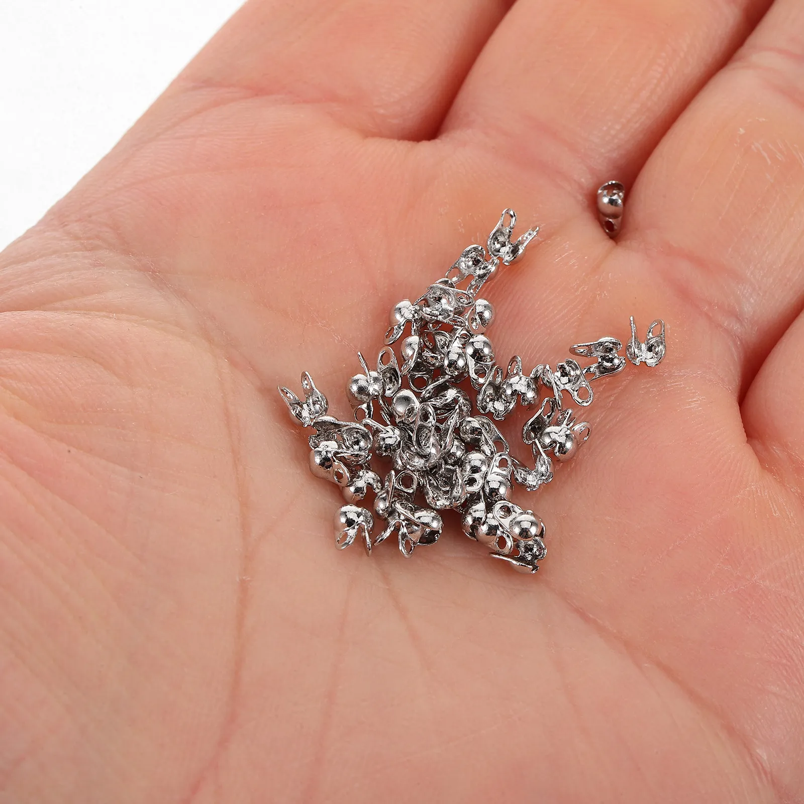 

150Pcs Copper Jewelry End Buckles Clamshell Design for DIY Necklace Bracelet Making Metal Crimp Bead Covers Knot Covers