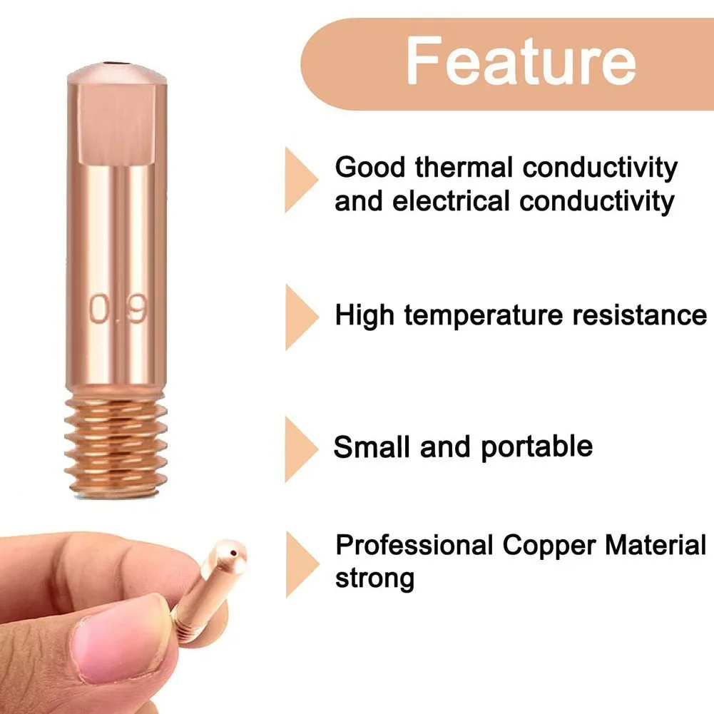 30PCS 0.9mm Copper For Contact Tips For Mig Welding For Torch 15AK M6x25mm Nozzle For MB15 MAG For Welder Accessories Industrial