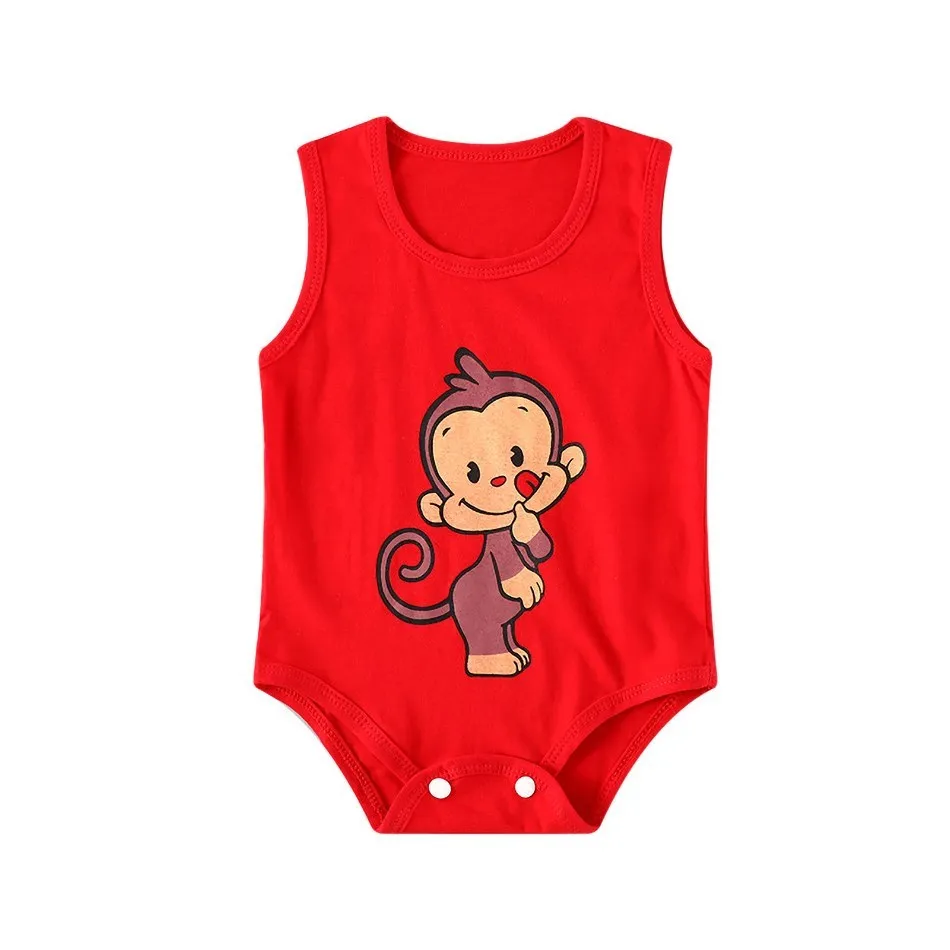 Macacão sem mangas de bebê recém-nascido, macacão infantil, macacão de desenho animado, roupas casuais, menino, menina, verão, 1 pc, 0-2 anos