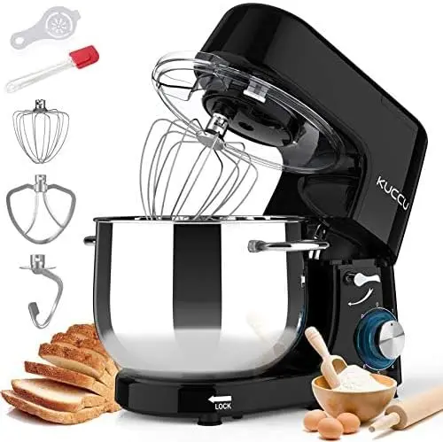 

Stand Mixer, 8.5 Qt 660W, 6-Speed Tilt-Head Food Dough Mixer, Electric Kitchen Mixer with Dough Hook, Flat Beater & Wire Whisk