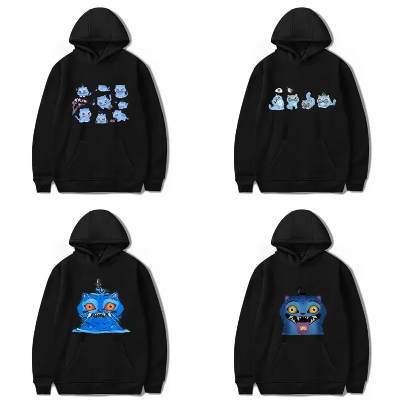 Cat Sweatshirt Hoodie Girls Summer Harajuku KPOP Korean Y2K Girl Group Peripheral Printed Casual Sports Top Loose Long Tee New