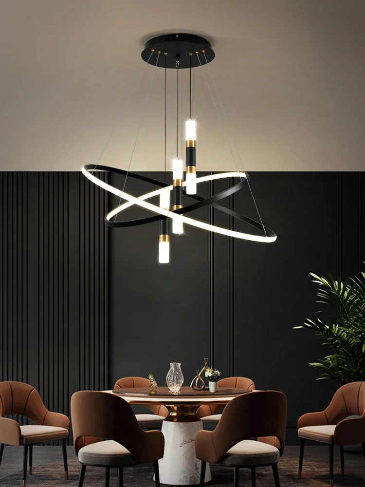 LED الثريات لغرفة المعيشة الحديثة غرفة الطعام المستديرة المطبخ جزيرة بريق قلادة أضواء تركيبات ديكور المنزل إضاءة داخلية