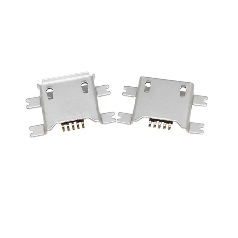 20pcs MICRO USB 5P flat-mouthed countersunk plate 1.17mm four-pin full surface mount roll-edge female socket Mike USB socket