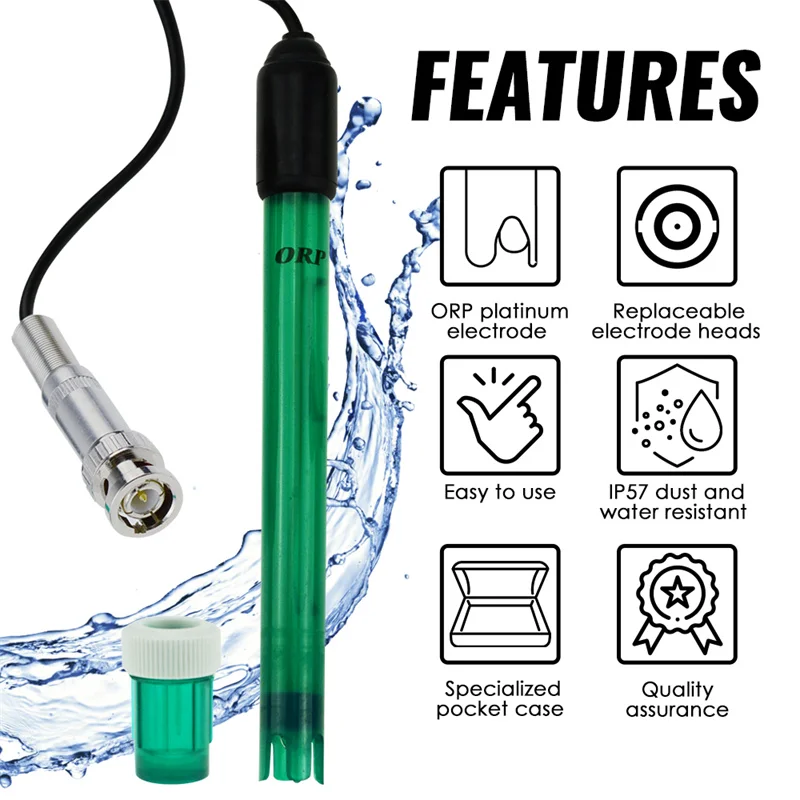 ORP Redox مجسات BNC نوع موصل استبدال التحقيق 1.2 سنتيمتر قطر 300 سنتيمتر كابل لاختبار متر حوض السمك جهاز اختبار المياه #2