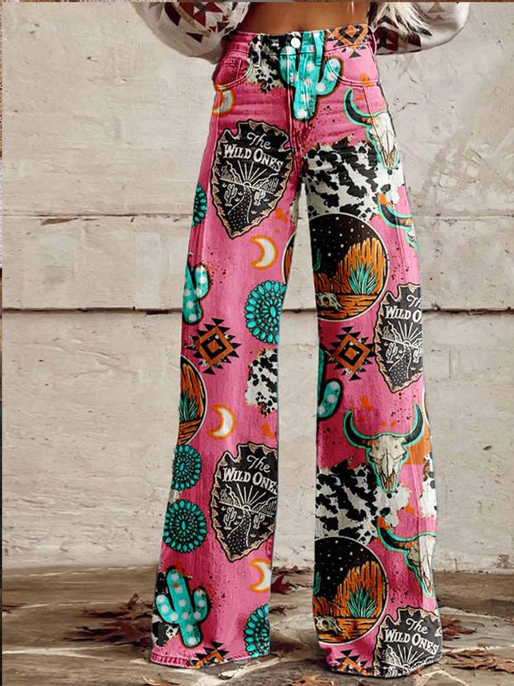 

Bull Cactus Western Wide Leg Pants