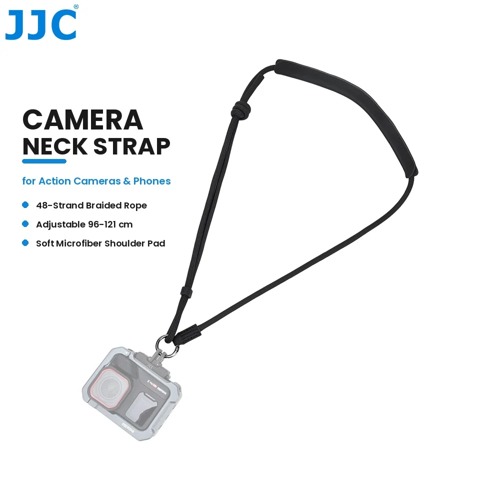 JJC APC Shoulder Strap For DJI Osmo Action 6 5 Pro 4 3 Length 96-121/37.80-47.64'cm Adjustable 48 Spindles Braided Rope