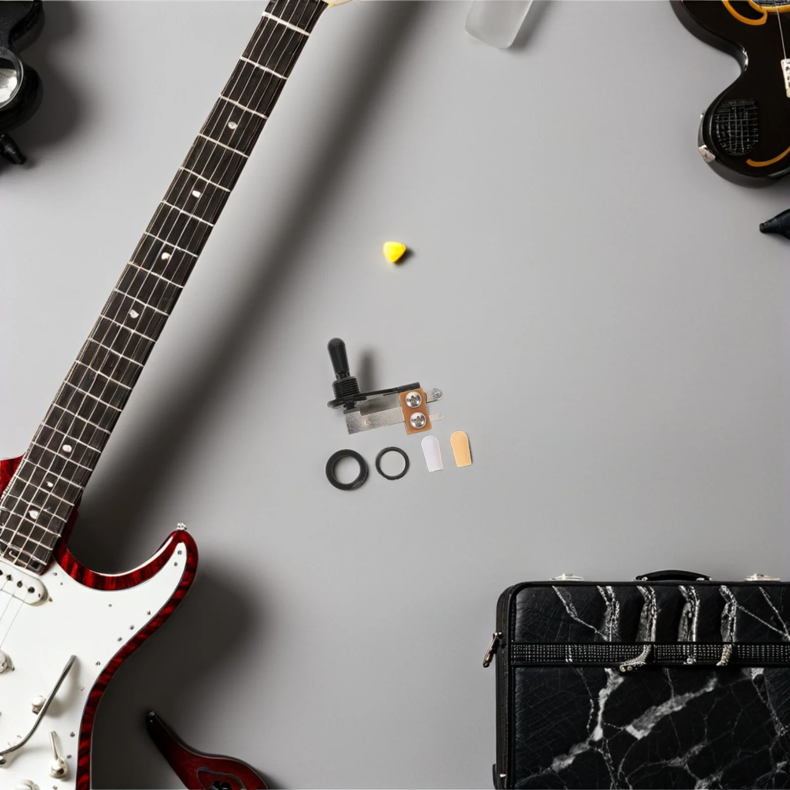 

1 Set 3-Way Electric Guitar Toggle Switch L-Shaped Lever Knob Cap For Pickup Selector Upgrade Replacement Black Guitar 3-Way