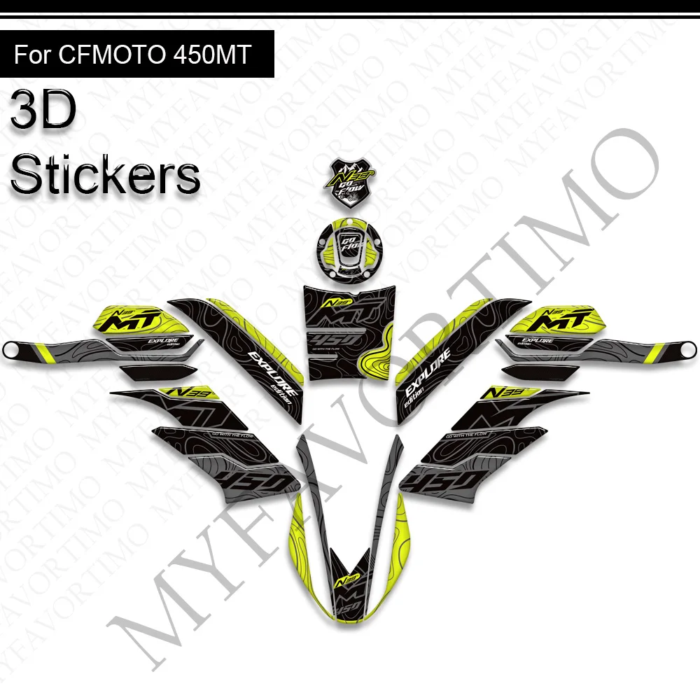オートバイ用3Dエポキシ樹脂ステッカーキット,オートバイアクセサリー,タンクパッドプロテクター,cfmoto用デカール450mt 450 mt 450 mt