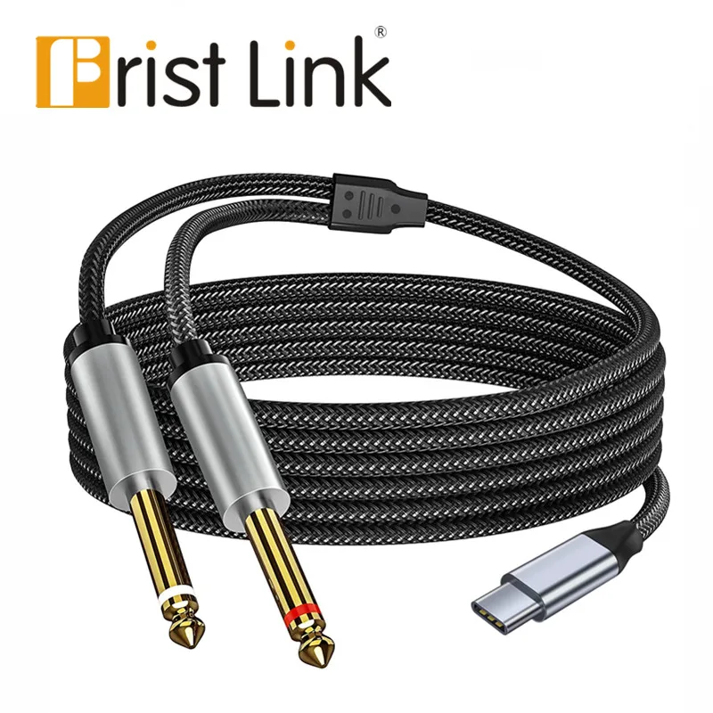 USB-C to Dual 6.35 1/4 inch TS Audio Cable, Gold Plated Type C to Dual 6.5 1/4 inch Male TS Mono Interconnect Aux Adapter