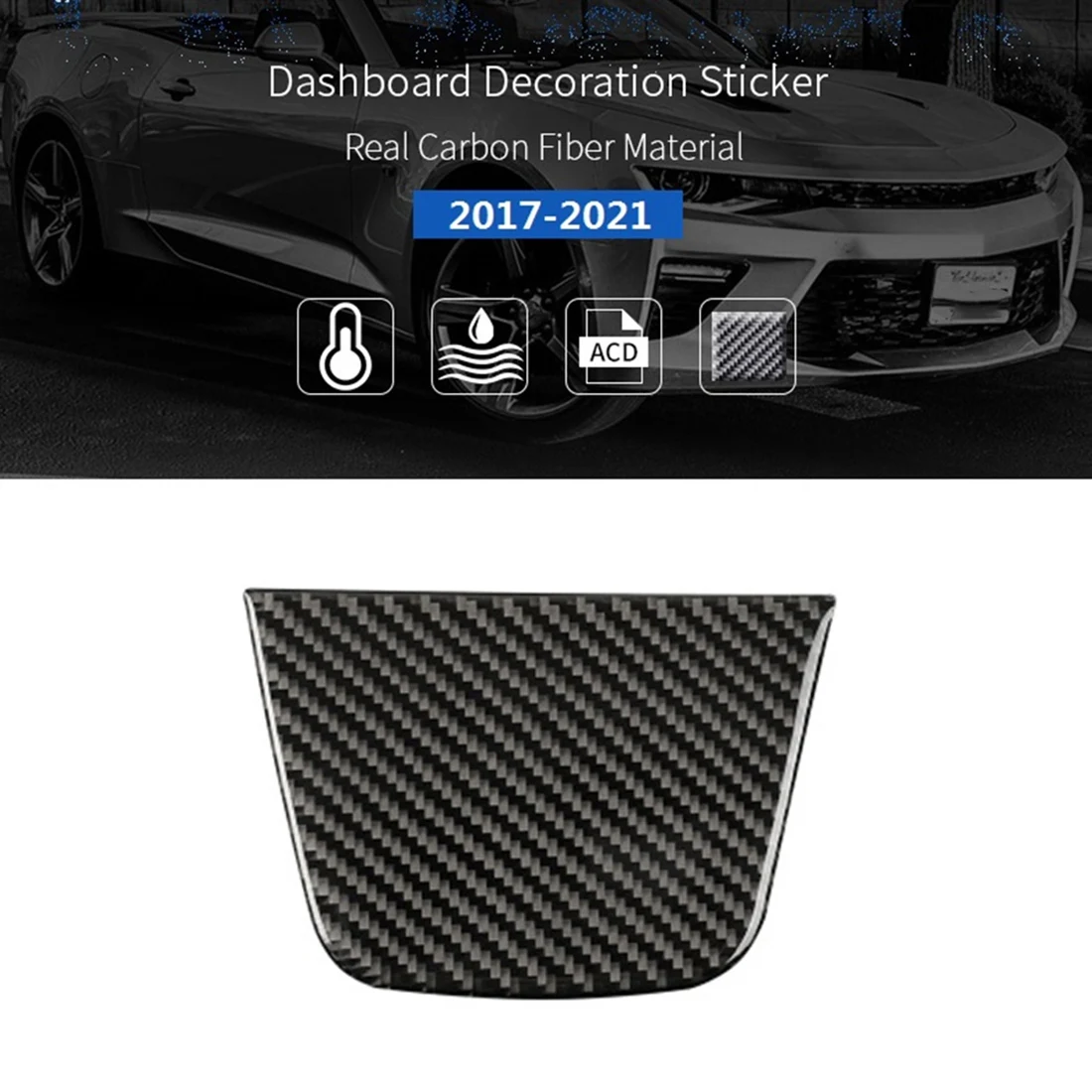 For Chevrolet Camaro 2017 2018 2019 2020 2021 Carbon Fiber Dashboard Top Cover Trim Sticker Interior Accessories