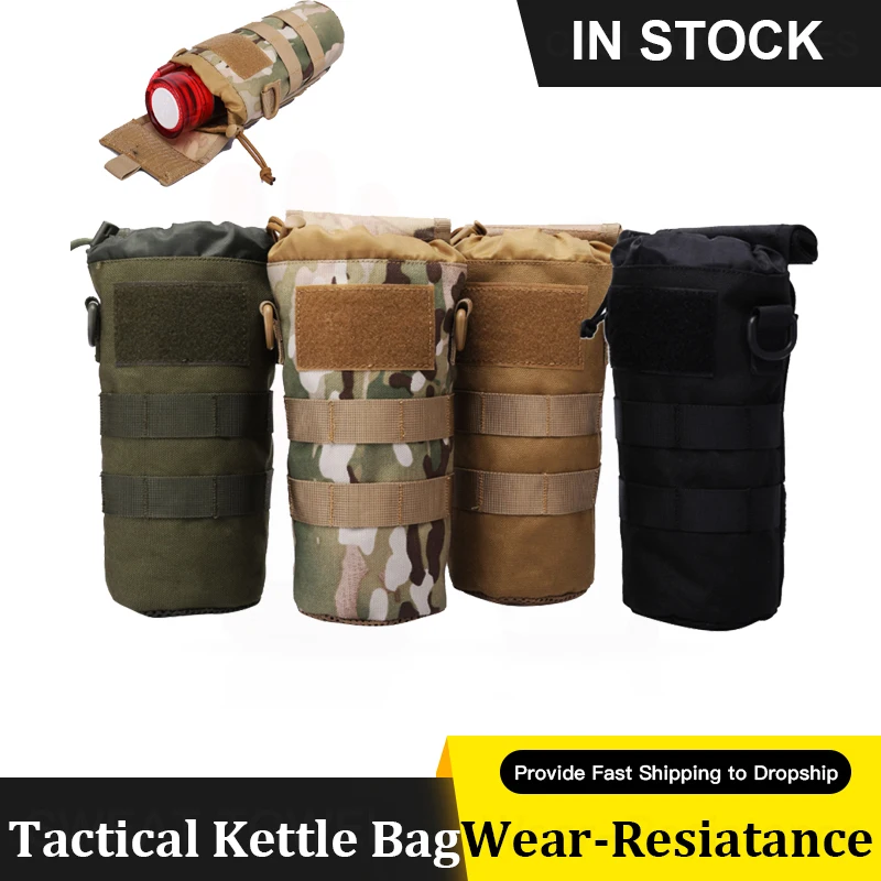 Tactical Molle Water Bottle Bag Pouch Holder Travel Tool Kettle Set Outdoor Camping Hiking Hunting Foldable Water Kettle Carrier