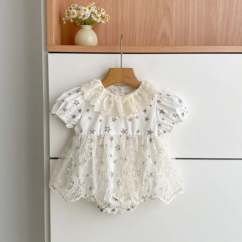 Summer Baby Girl's Clothes Short Sleeve Lace Romper Princess Outfit Crawling Suit Bibi Dress Baby Singlets Skirt Cover-Up