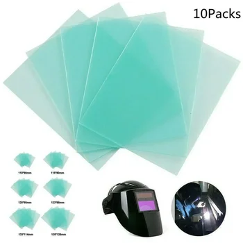 10 Uds lente protectora de soldadura cubierta de placa de plástico de PC pantallas transparentes verdes casco de soldadura filtro de soldadura